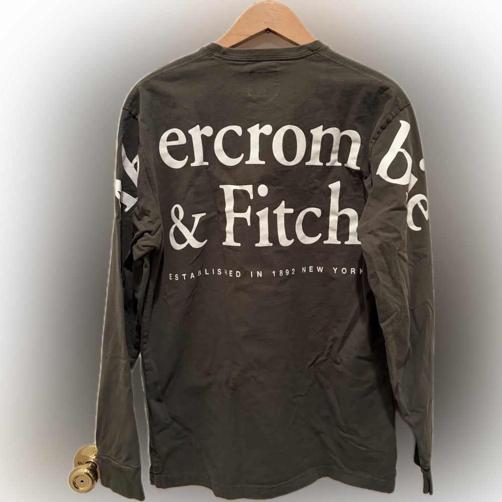 Abercrombie & Fitch Long-Sleeve Logo Tee - Black with White Print
